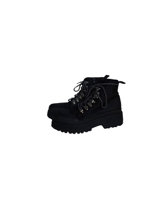Shoes - Black Lace Up Platform Ankle Boots